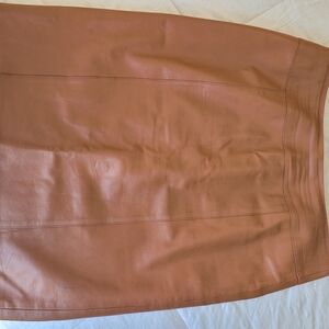 Elegant Camel / Dark Tan Vintage Lamb Leather Butter Soft Pencil Skirt